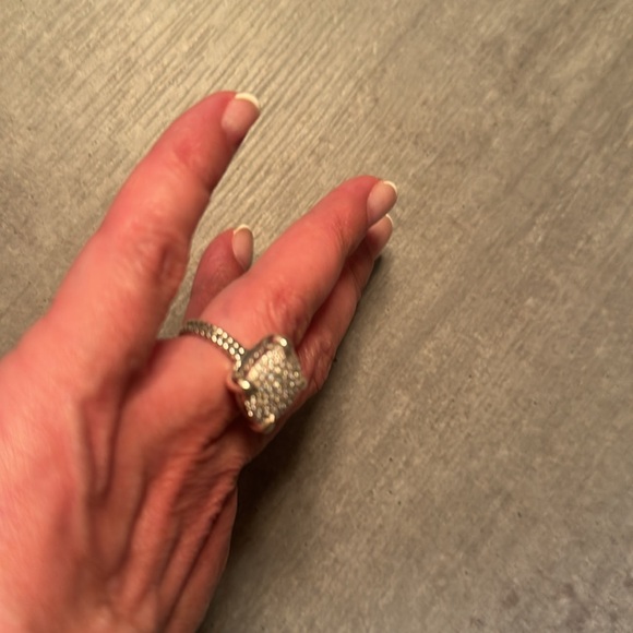 David Yurman Sterling Silver Chatelaine 14mm Diamond Pave Ring Size 7 - Picture 8 of 10